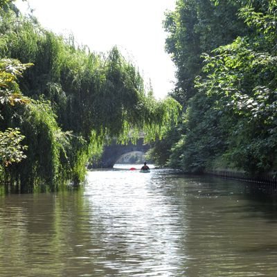 Canoeist on a canal in Ghent