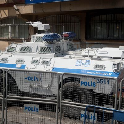Istanbul police armoured riot vehicle with water cannon